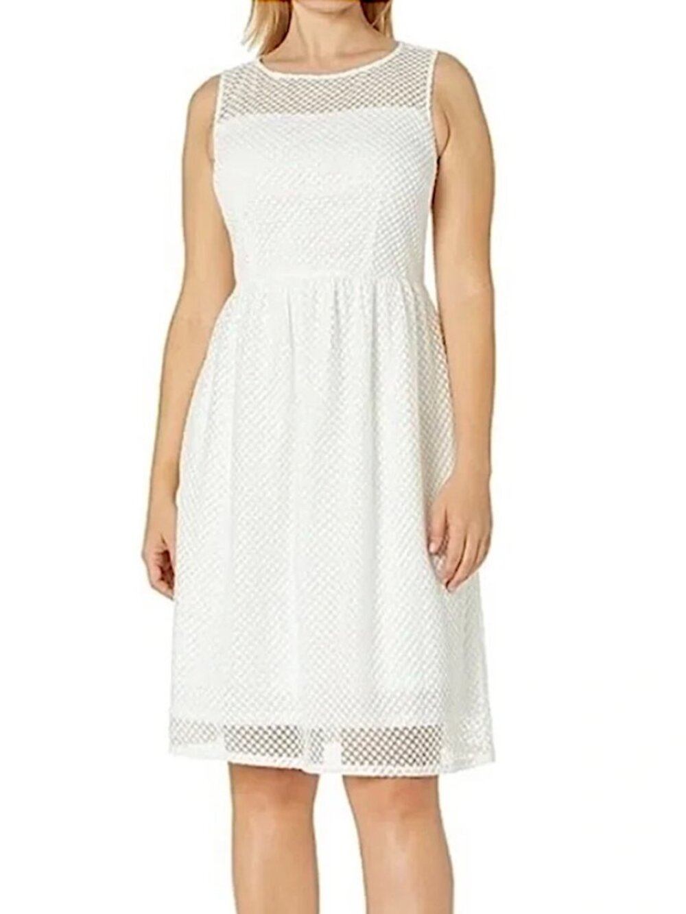 ADRIANNA PAPELL Embroidered Diamonds Fit & Flare Sleeveless Dress